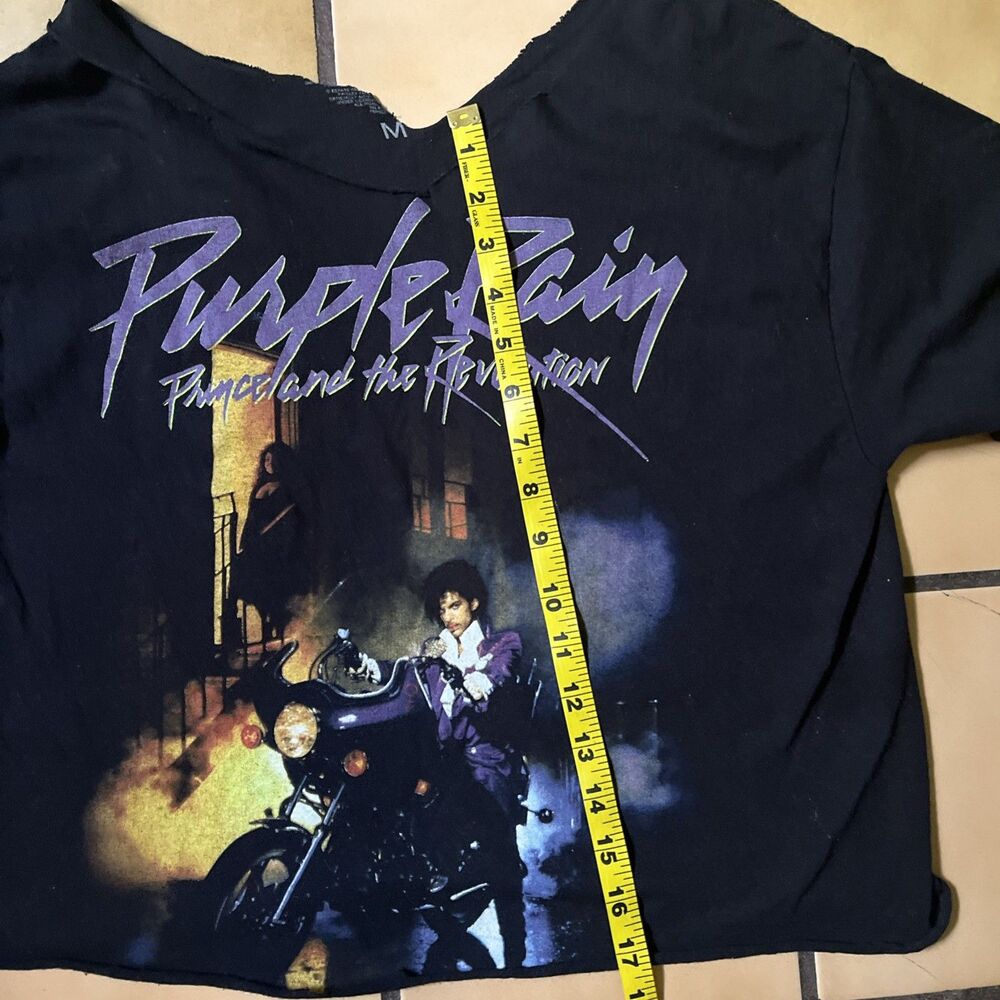 Prince And The Revolution Purple Rain T-shirt M Black Cut off Cropped Festival - Picture 6 of 6